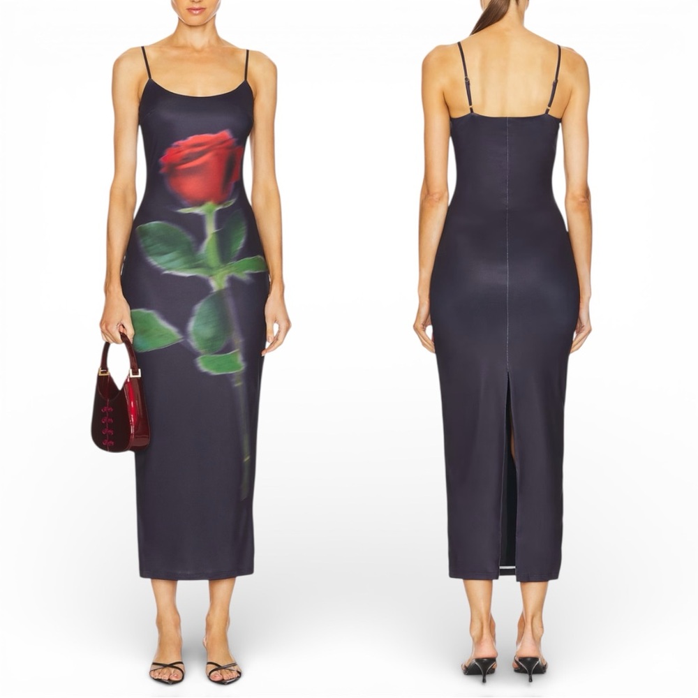 Runaway The Label Deia Midi Rose Printed Dress Size Medium